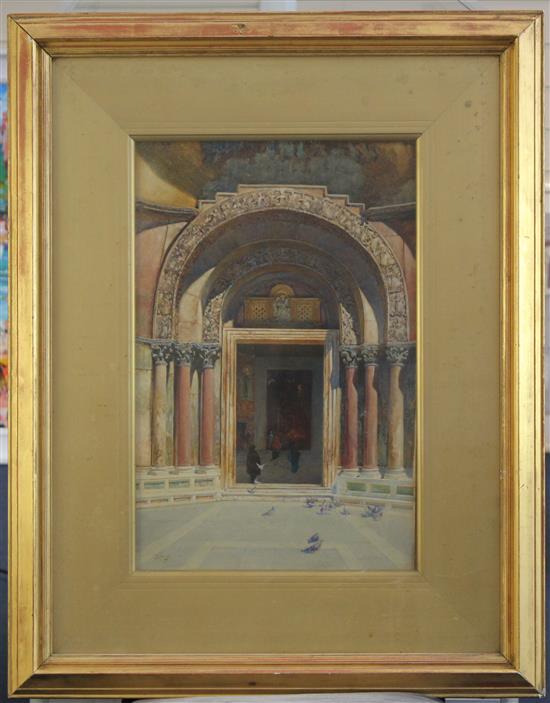 Reginald Barratt (1861-1917) Architectural study of St Marks Basilica, 19 x 12.5in.